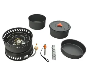 Zestaw naczyń kuchennych Cattara TREK z kuchenką / Zestaw naczyń kuchennych / 9 elementów / propan-butan / 4000 W / 1,15 kg