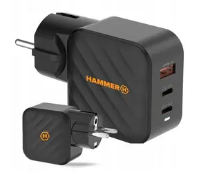 Hammer RapidCharge 65W czarny / Ładowarka ścienna / 65 W / 1x USB-A / 2x USB-C / PD