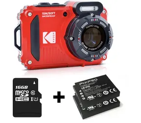 Kodak WPZ2 czerwony zestaw specjalny / Aparat / 2,7" LCD / 16 MPix BSI CMOS / 4X zoom optyczny / SD