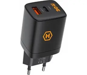 Hammer RapidCharge Duo czarny / Ładowarka ścienna / 30 W / USB-A / USB-C (PD)