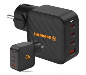 Hammer RapidCharge 100W czarny / Ładowarka ścienna / 3x USB-C / 1x USB-A / Power Delivery