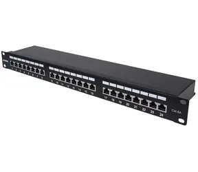 Panel krosowy Intellinet 24 porty Cat6a FTP czarny / Panel krosowy / 24x RJ-45 / 1U / ekranowany