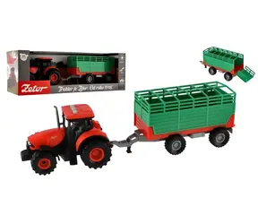 Ciągnik Zetor z przyczepą na siano / Napęd na koło zamachowe / światło i dźwięk / 36 cm / plastik / od 3 lat