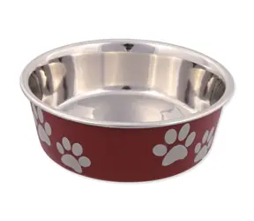 TRIXIE Miska ze stali nierdzewnej z plastikową pokrywką 12 cm 250 ml / Miska dla psa / Guma antypoślizgowa