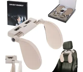 Zagłówek samochodowy KIK Travel beżowy / Zagłówek samochodowy / regulowana szerokość 15-26 cm