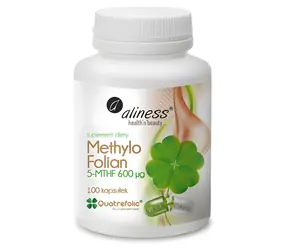 Aliness Methylo Folian 5-MTHF 600 mg / Suplement diety / Kwas foliowy / 100 kapsułek