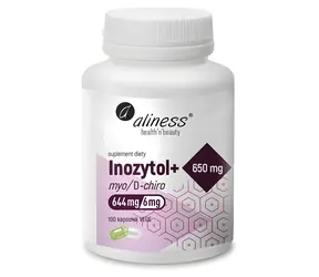 Aliness Inositol myo/D-chiro 650 mg + B6 / Suplement diety / 100 kapsułek / bezglutenowy