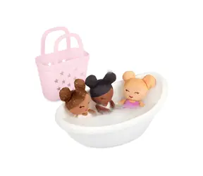 LULLABABY Pluszowe lalki do wanny w koszyku Różowe / 3 szt. / Wysokość 24 cm / od 2 lat