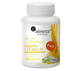 Aliness Cytrynian magnezu 125 mg + B6 / Suplement diety / 100 kapsułek / bezglutenowe / bez cukru