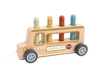 Drewniana gra strzelankowa 2KIDS TOYS Autobus szkolny / 5 elementów / od 1 roku