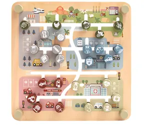 2KIDS TOYS Motorowy labirynt Miasto i alfabet / dwustronny / drewniany / od 3 lat