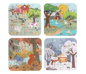 Puzzle 2KIDS TOYS Cztery Pory Roku / Pudełko drewniane / 66 elementów / od 2 lat