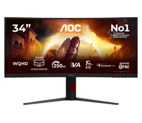 34" AOC CU34G4ZCA czarny / Monitor / Zakrzywiony VA / WQHD / 250 Hz / 1 ms / HDR400