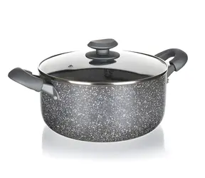 Banquet Granite PR 20x9,5 cm / Garnek / Powierzchnia nieprzywierająca / Szklana pokrywka / Do indukcji