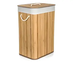 Kosz na pranie bambusowy G21 , biały / Kosz na pranie / 72 l