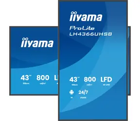 43" iiyama ProLite LH4366UHSB-B1AG czarny / Wyświetlacz wielkoformatowy / Panel VA / UHD 4K / 800 cd/m2 / Praca 24/7