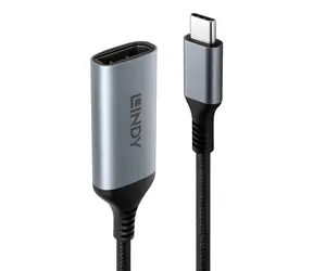 Lindy USB-C do DisplayPort 8K60 szaro-czarny / Adapter / HDR / 0,15 m