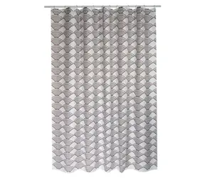 Zasłona prysznicowa MSV BENTO abstrakcyjny motyw biało-brązowy / 180 x 200 cm / poliester / z kółkami