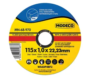 Modeco MN-68-971 / Tarcza tnąca płaska cienka / 125 mm / stal nierdzewna / 25 szt.