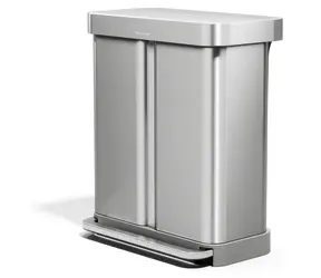 Simplehuman 58 l (34/24) szczotkowana stal, FPP / Kosz na śmieci z pedałem na odpady posegregowane / 34 l + 24 l
