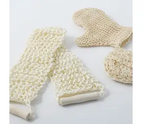 Zestaw peelingujący MSV SISAL 3 szt. akcesoriów łazienkowych / sizal, drewno