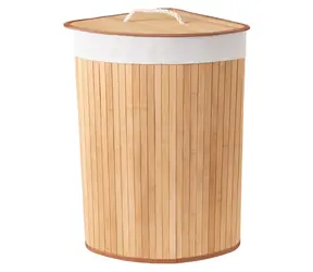Kosz na pranie Compactor Bamboo - narożny naturalny / 40 l / 35 x 35 x wys. 60 cm / bambus