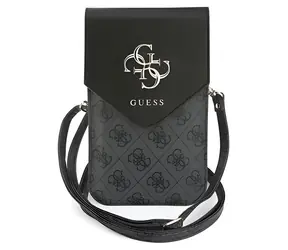 Guess PU Grained 4G Metal Logo czarny / Etui na telefon / Skóra ekologiczna (PU)