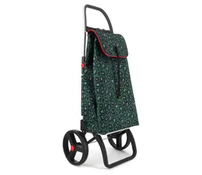 Rolser I-Max Wild 2 Logic RSG w kolorze zielonym z nadrukiem panterki / Torba zakupowa na kółkach / Pojemność 43 l / Nośność 40 kg