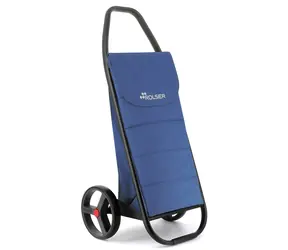 Torba na kółkach Rolser z tweedowym Polar , czarna, niebieska, 50 l, aluminiowa rama, duże koła
