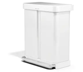 Simplehuman 58 l (34/24) stal biała / Kosz na śmieci pedałowy na odpady posegregowane / 34 l + 24 l