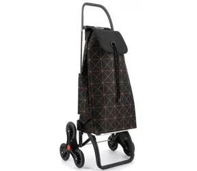 Rolser I-Max Star 6 czarno-pomarańczowy / Torba zakupowa na kółkach na schody / 43 l / ładowność 50 kg / wysokość 107 cm