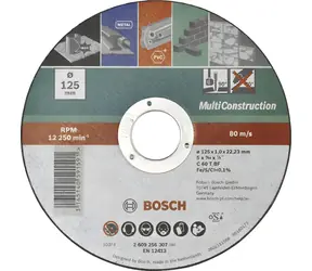 Tarcza tnąca BOSCH  125 mm / Tarcza tnąca / 22,23 mm / Szerokość cięcia 1,0 mm / Prosta