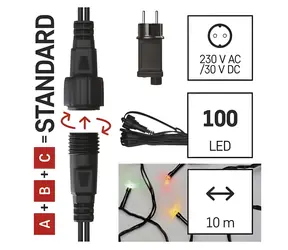 Emos D1AM01 CONNECT / Łańcuch startowy z zasilaczem / 100 LED / 10 m / wielokolorowy / IP44