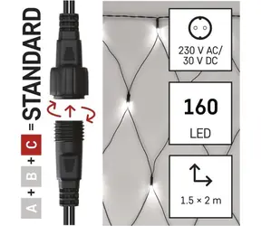 Emos D1DC01 CONNECT / Sieć świetlna LED / 160 diod LED / 1,5x2 m / IP44 / zimna biel