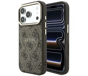 Guess Embossed 4G Classic Tylna obudowa do iPhone'a 17 Pro i 18 Pro brązowa / Tylna obudowa / MagSafe