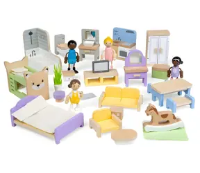 Bigjigs TOYS Drewniane meble do domku dla lalek / 31 części / drewno FSC / od 3 lat