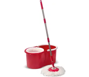 Lamart LT8061 czerwony / Zestaw do czyszczenia obrotowego / 12 l / Drążek ze stali nierdzewnej 120 cm