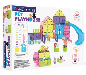 MAGNA-TILES Magnetyczny zestaw konstrukcyjny Domek dla zwierząt / 50 elementów / 4 figurki zwierząt / od 3 lat