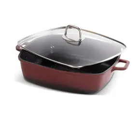 Lamart LT1286 czerwony / Forma do pieczenia z pokrywką / 28 x 28 cm / aluminium / powierzchnia nieprzywierająca