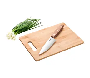 Lamart LT2059 / Deska do krojenia z nożem / bambus, orzech, stal nierdzewna / 30x22 cm / nóż 15 cm