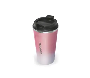 Kubek termiczny Lamart Kaffe 500 ml różowy /  6,8-9 cm, wys. 17 cm / stal nierdzewna, plastik, silikon