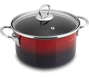 Lamart LT1181 czarno-czerwony / Rondel z pokrywką / emalia / 18 cm / 2,4 l