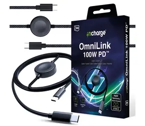 3mk incharge OmniLink 100W PD czarny / Kabel do transmisji danych / USB-C do USB-C / 1,5 m / moduł magnetyczny do inteligentnych zegarków