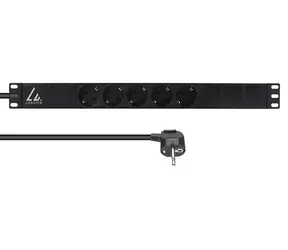 Panel rozdzielczy Lanview 19" 5x Schuko czarny / Panel rozdzielczy / 1U / 16 A / 3 m