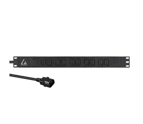 Listwa zasilająca Lanview 19" czarna / Panel dystrybucyjny / 10x C13 / 13 A / 1U / kabel 2 m