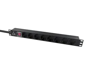 Panel rozdzielczy Lanview 19" 1U 8x Schuko / Panel rozdzielczy / 16 A / C14 / kabel 2 m / czarny