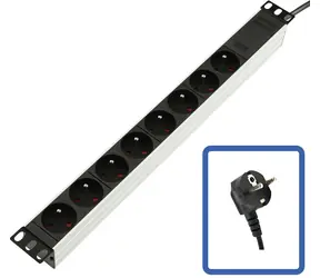Panel rozdzielczy Lanview 19" czarny / Panel rozdzielczy / 1U / 8x Schuko / 16A / 4000W