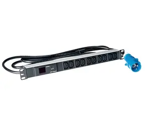 Panel rozdzielczy Lanview PDU 10x C13 czarny / Panel rozdzielczy / 19" / 1U / 16A / 3M / miernik AMP