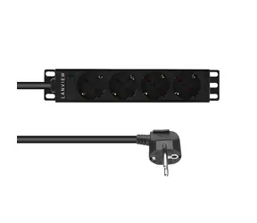 Listwa zasilająca Lanview PDU 10" czarna / Listwa zasilająca do montażu w szafie rack / 1U / 4X Schuko / 13 A / 2 m