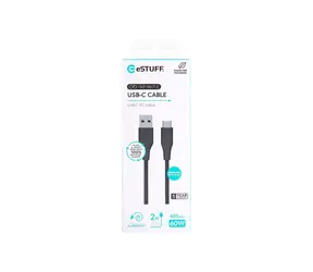 eSTUFF INFINITE (GRS) czarny / Kabel / USB-C - USB-A / 2 m / 60 W PD
